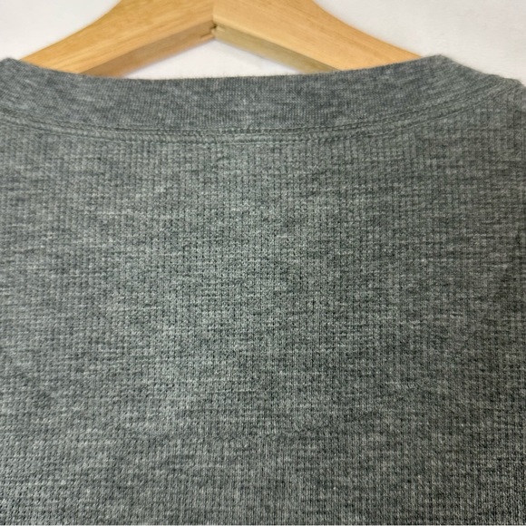 Lands End Shirt Mens Size XL Gray Henley Long Sleeve Waffle Knit 1/4 Button Up - Picture 7 of 8